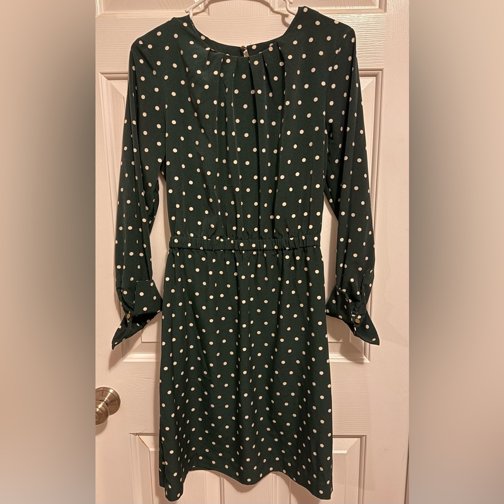 H&M Dark Green Polka Dot Long Sleeve Dress